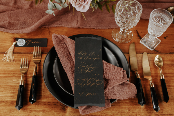 abstract calligraphy luxury gold ink menus