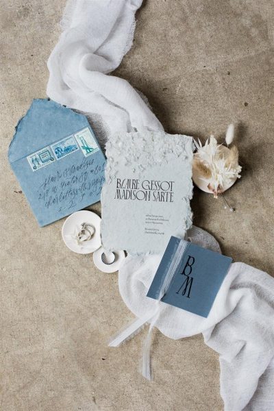 Modern abstract textural wedding invitations - winter wedding invitations